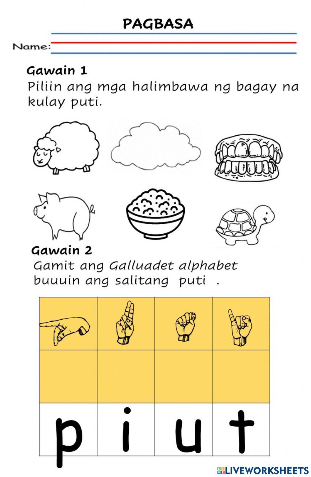 Kulay puti interactive worksheet | Live Worksheets