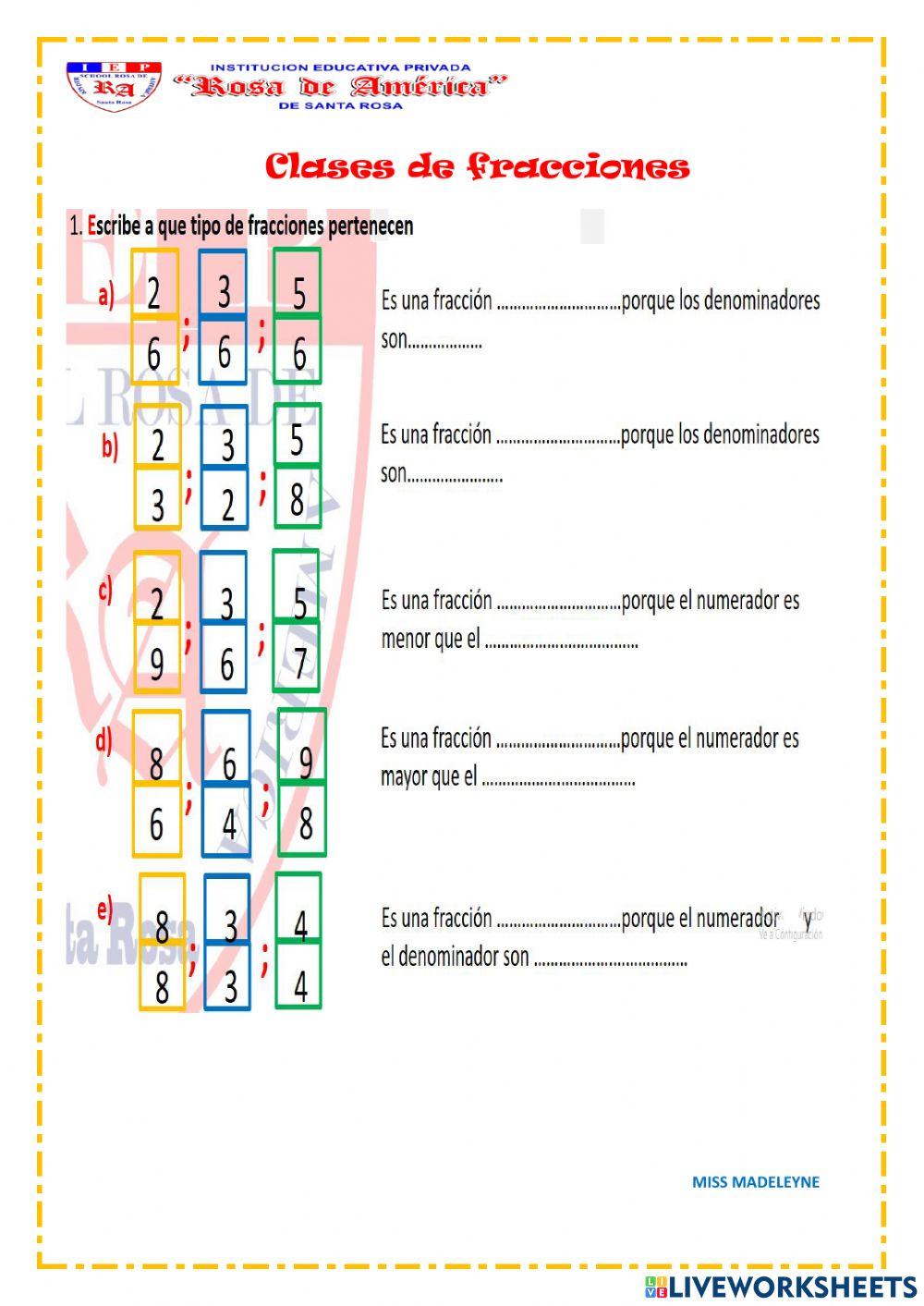 Clases de fracciones
