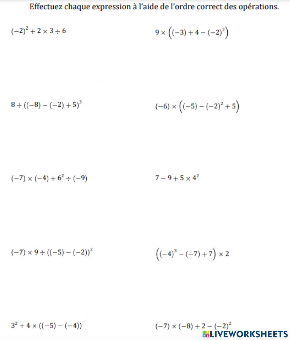 Priorité des opérations