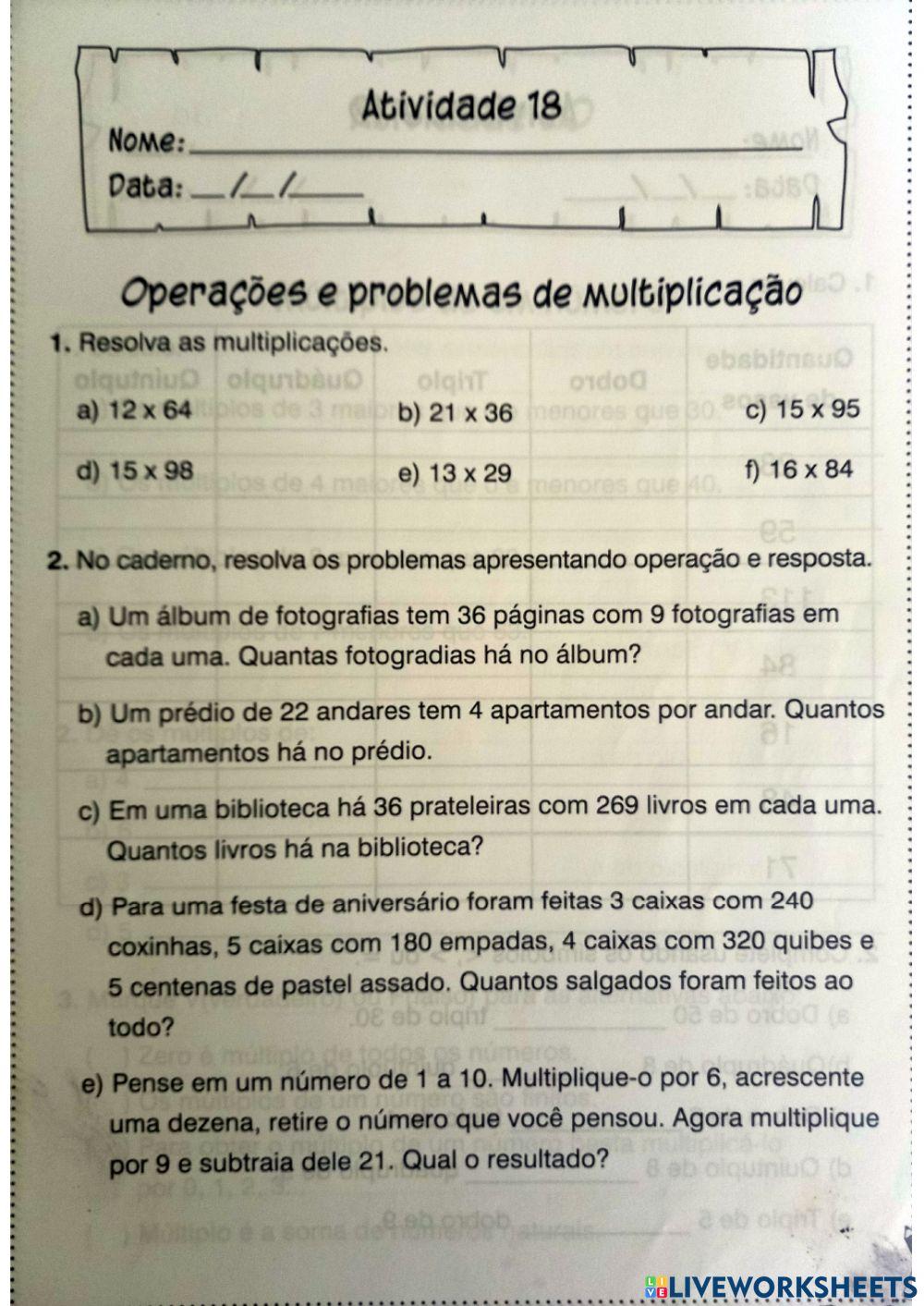 Problema de multiplicação