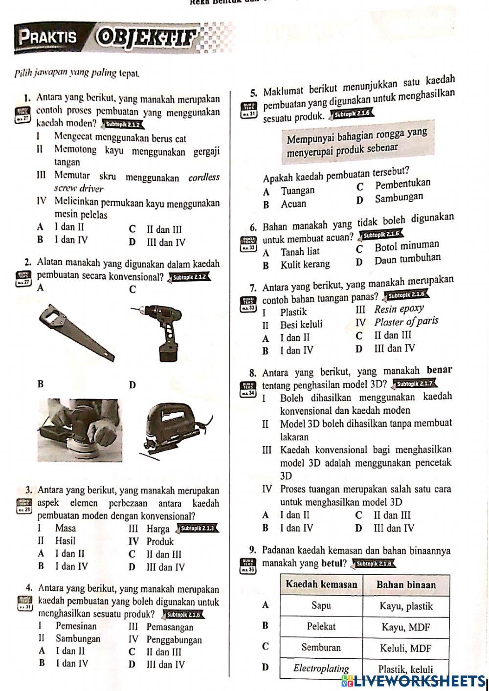 Latihan pbd topik 2.1 teknologi pembuatan
