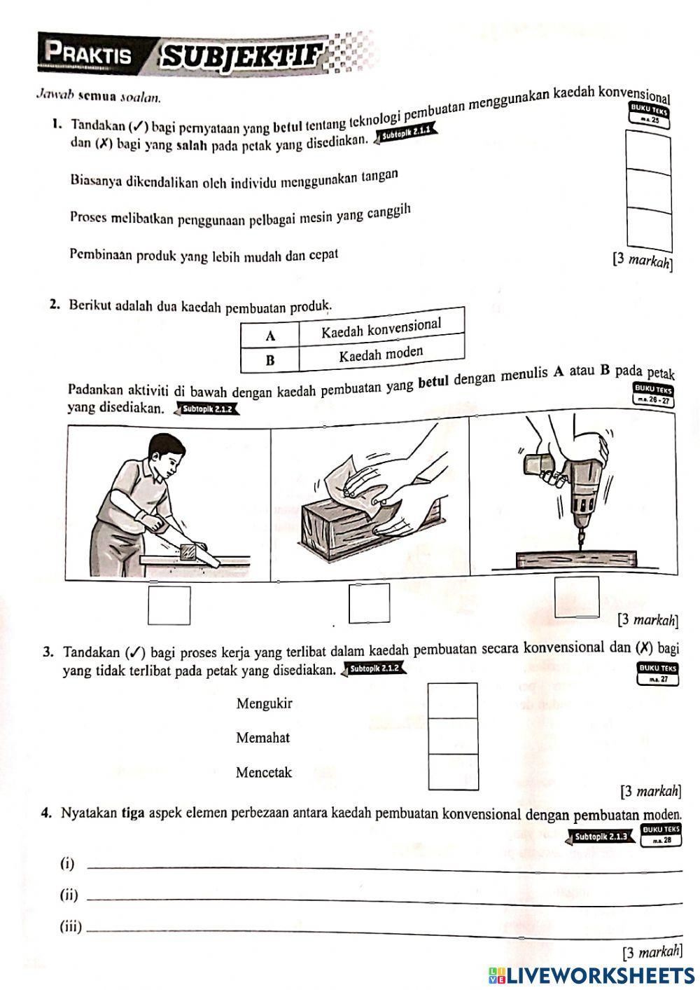 Latihan pbd topik 2.1 teknologi pembuatan