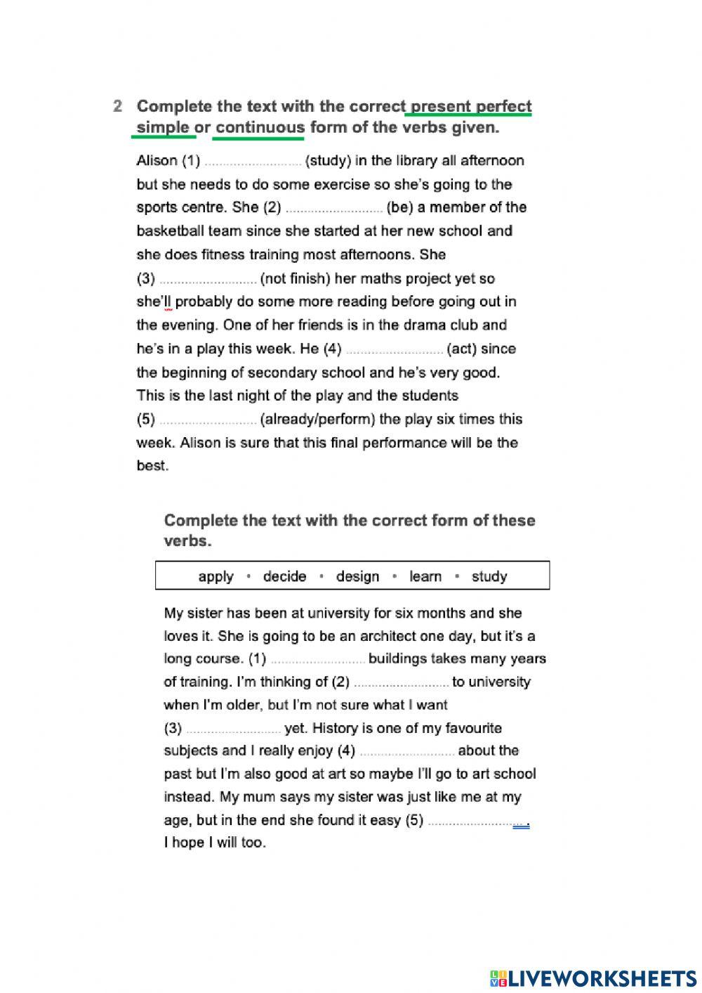 Present simple and continuous