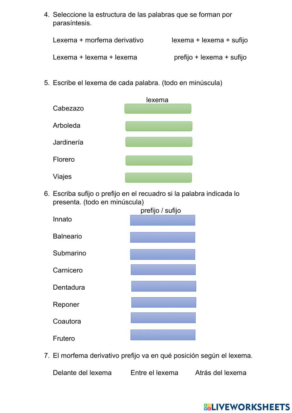 8G - Tarea 2 - Formación de palabras