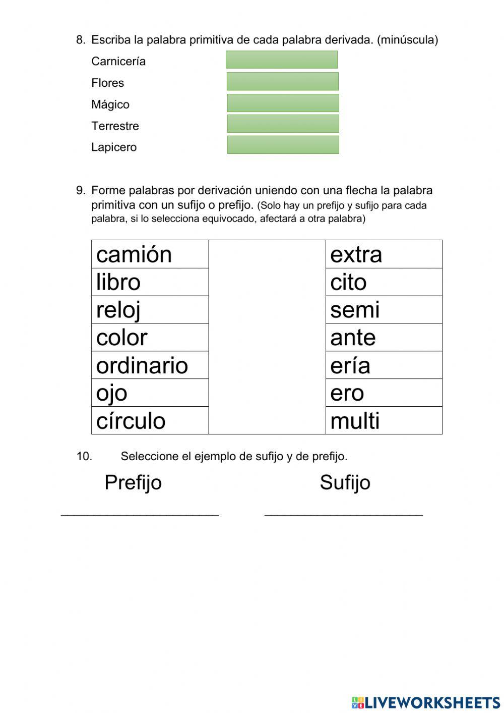 8G - Tarea 2 - Formación de palabras