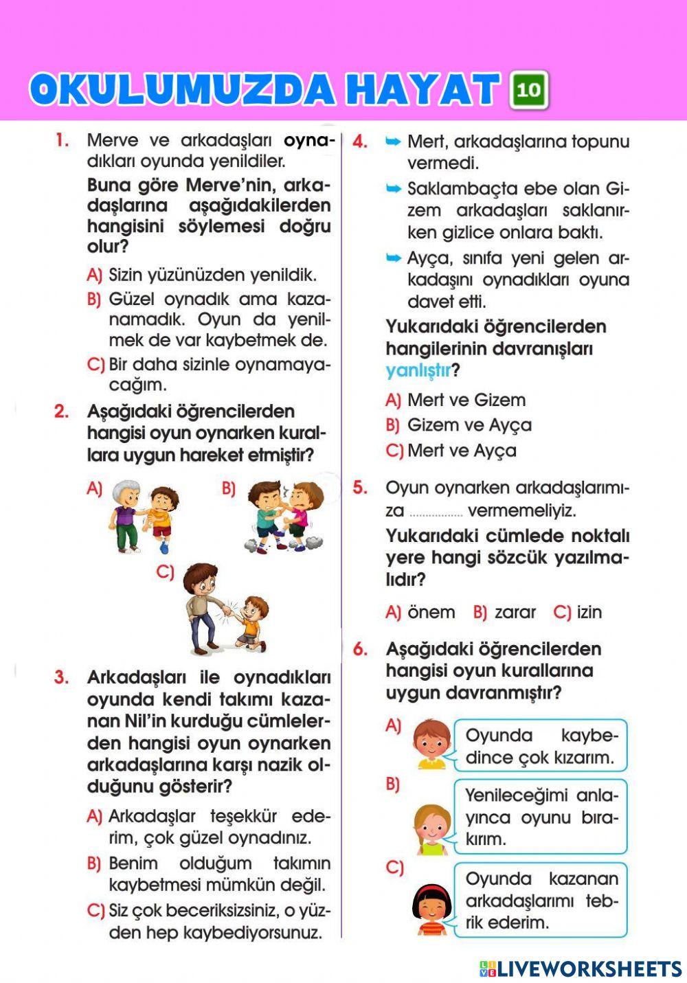 Okulumuzda Hayat Test-10