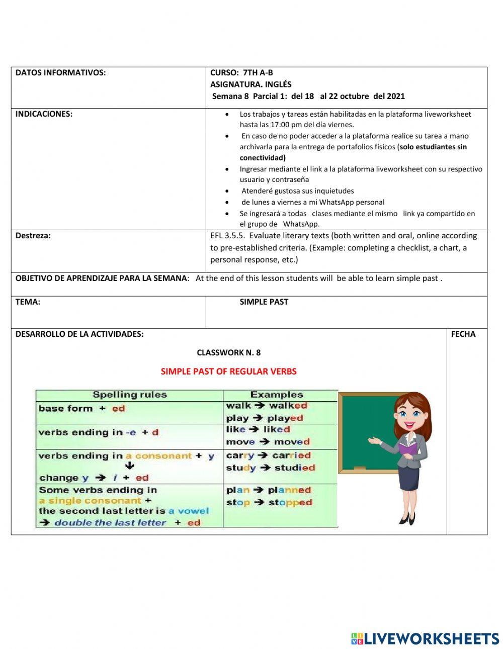 WEEK 8 PARTIAL 1 7TH  PAST SIMPLE