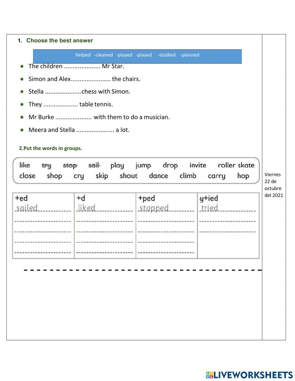 WEEK 8 PARTIAL 1 7TH  PAST SIMPLE