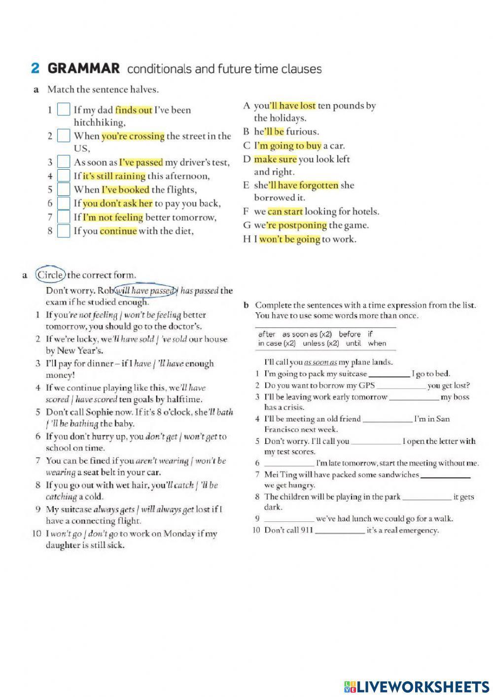 Zero and First Conditionals & Future Time clauses