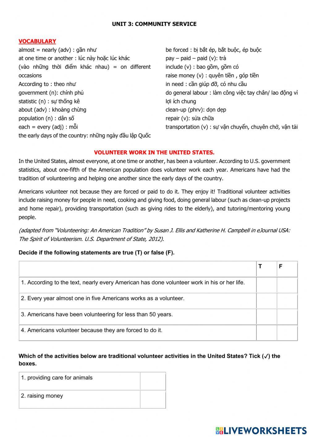 Community Service Worksheet 44 Printable Community Service F