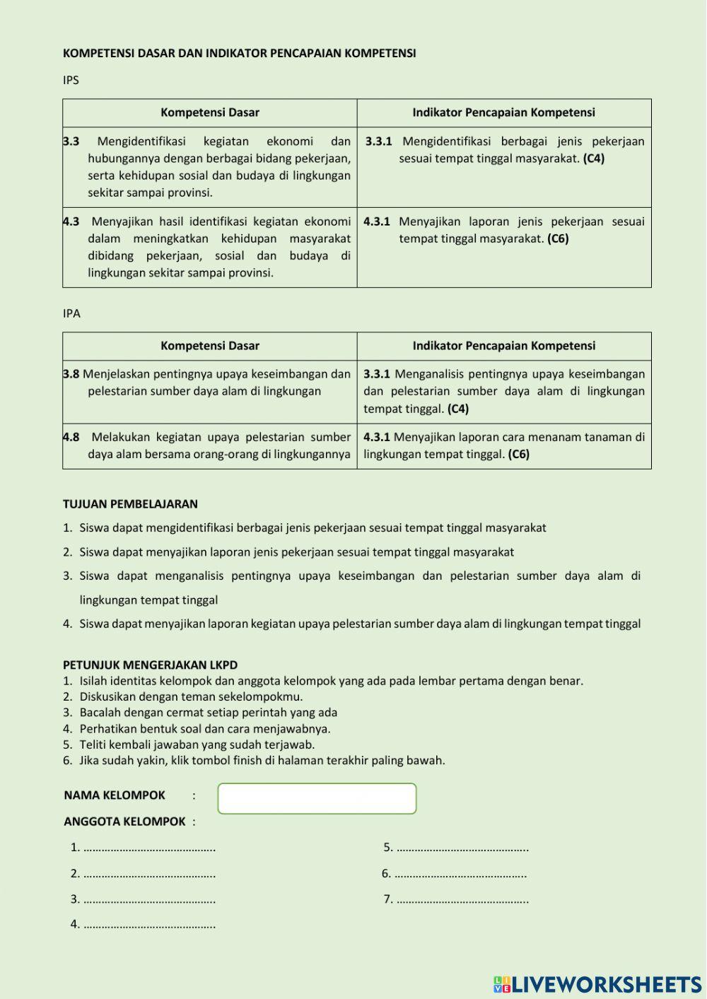 Lkpd kelas 4 tema 4 subtema 1 pb 1