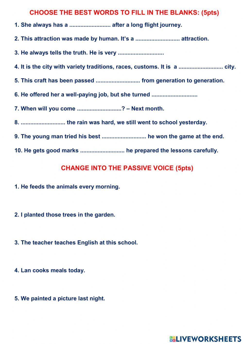 15 minutes test for grade 9