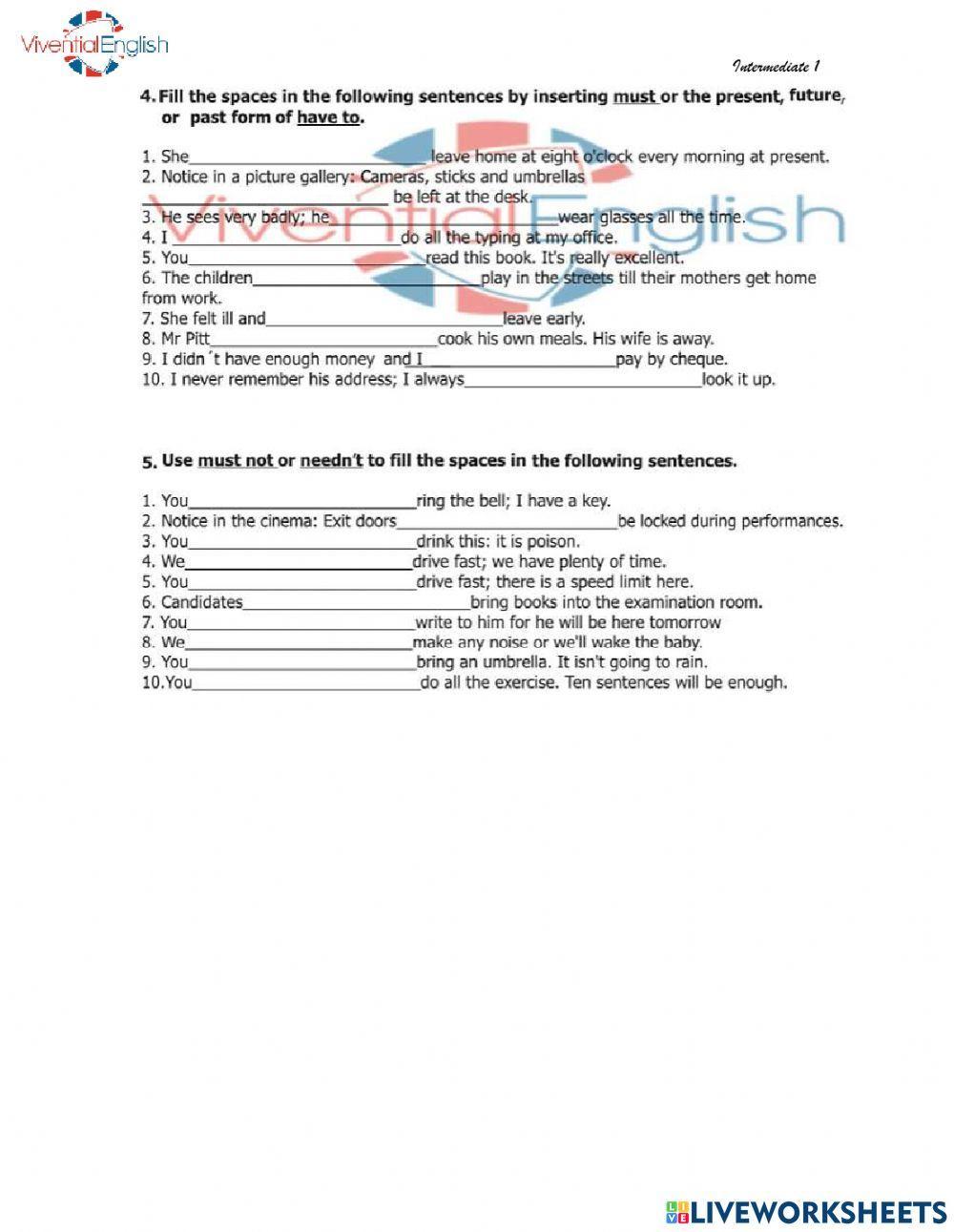 Modals of obligation-prohibition-unnecessesity