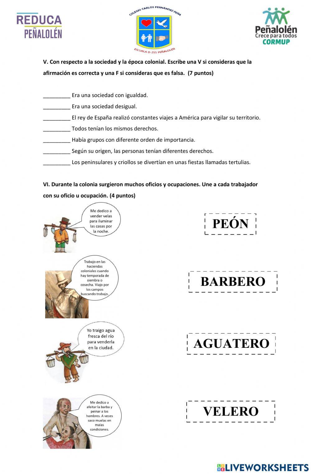 Prueba Historia, La Colonia