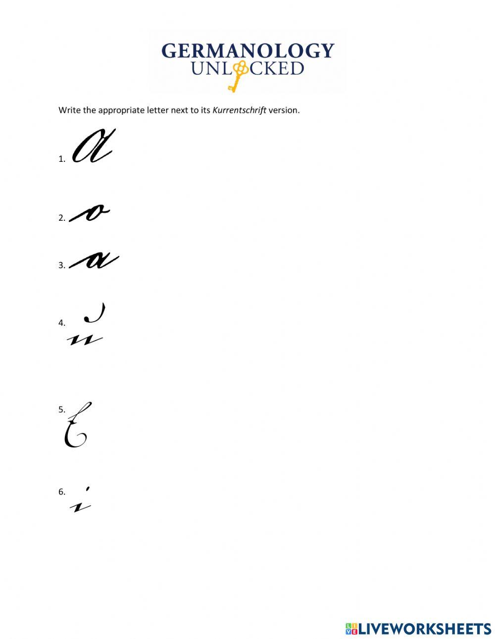 Kurrentschrift Vowels