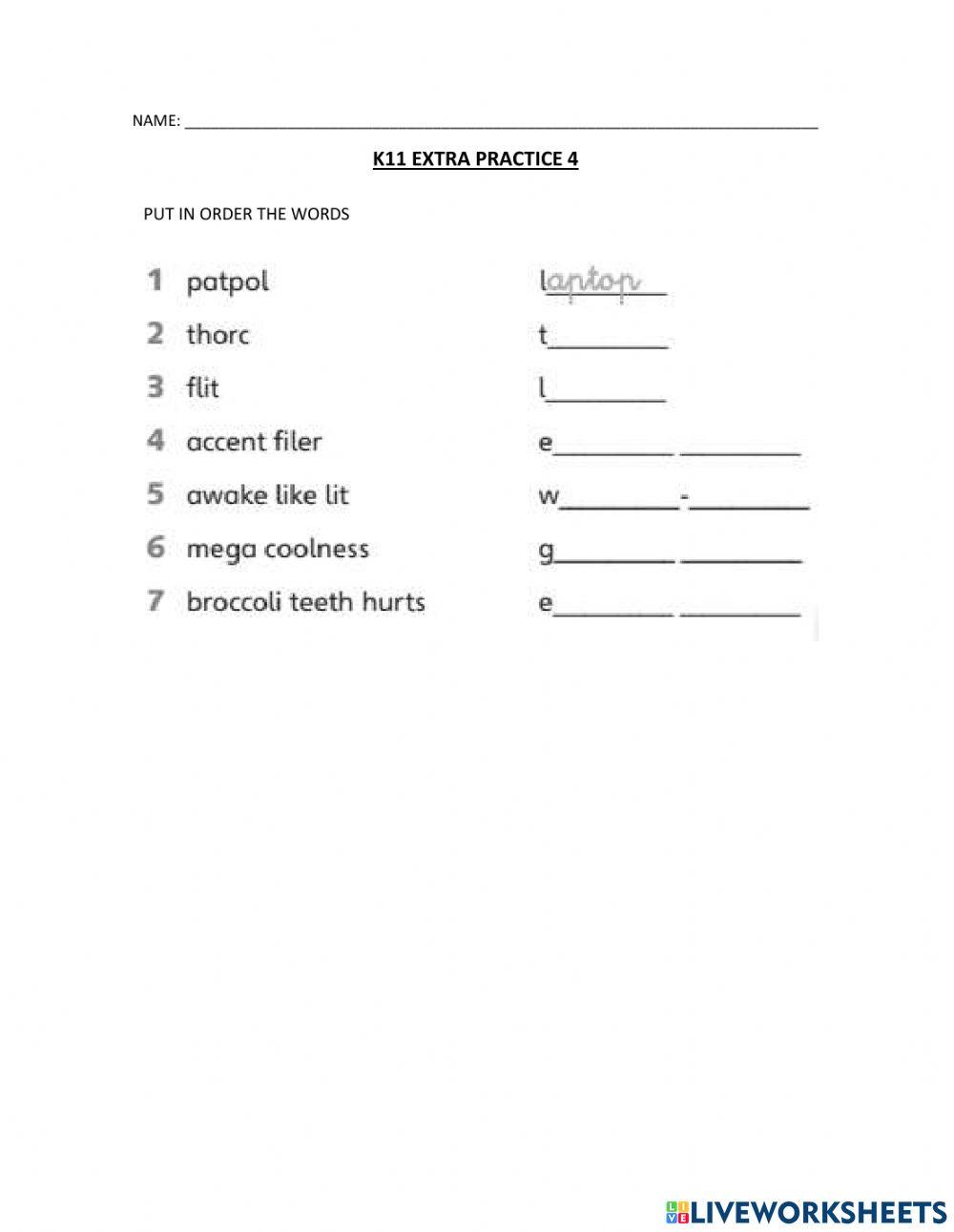 K11 Extra Practise 4