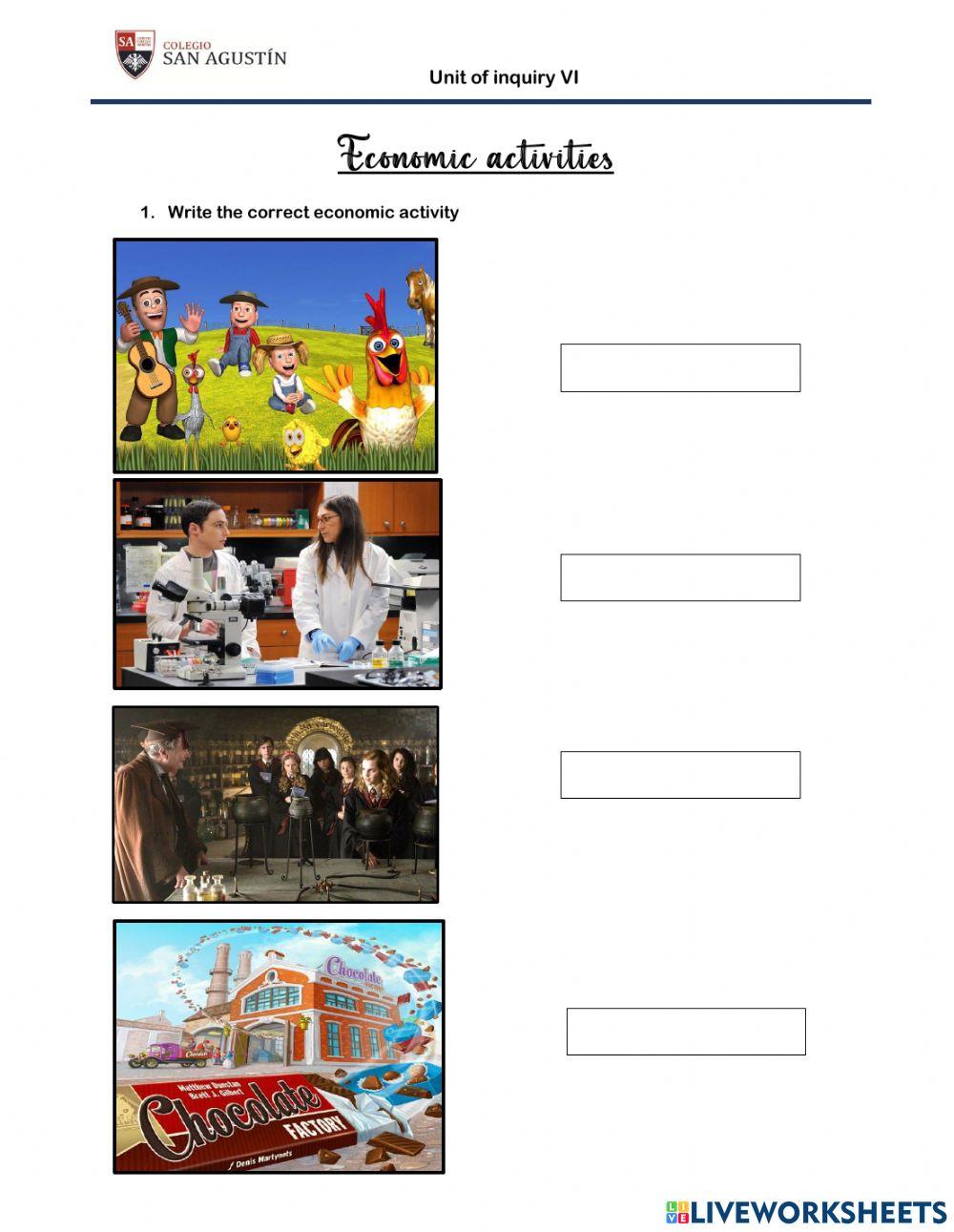 Economic activites worksheet | Live Worksheets