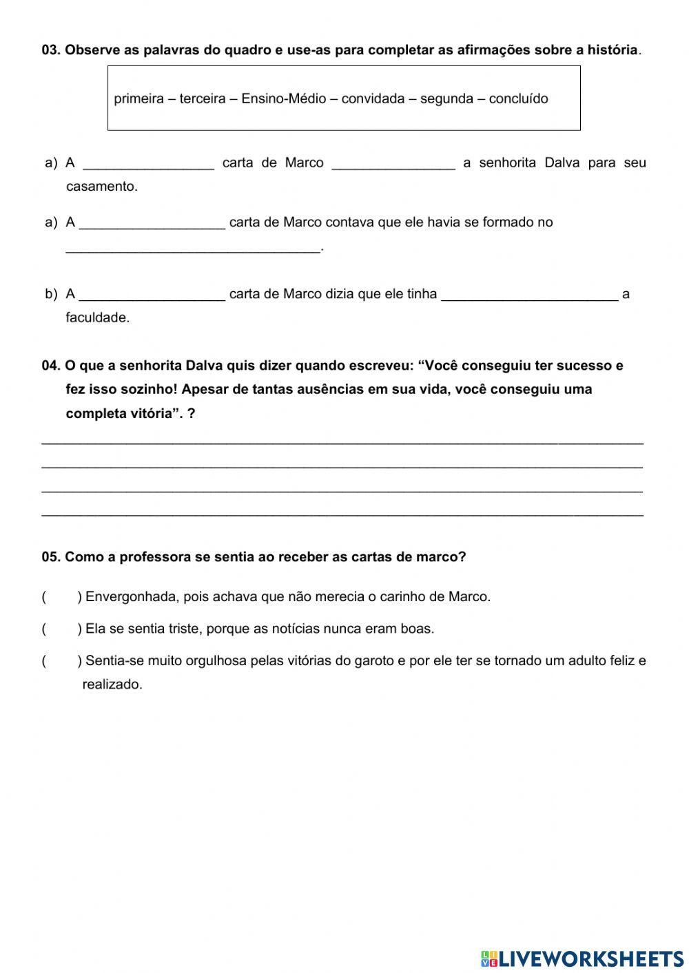 As 3 cartas de Marco