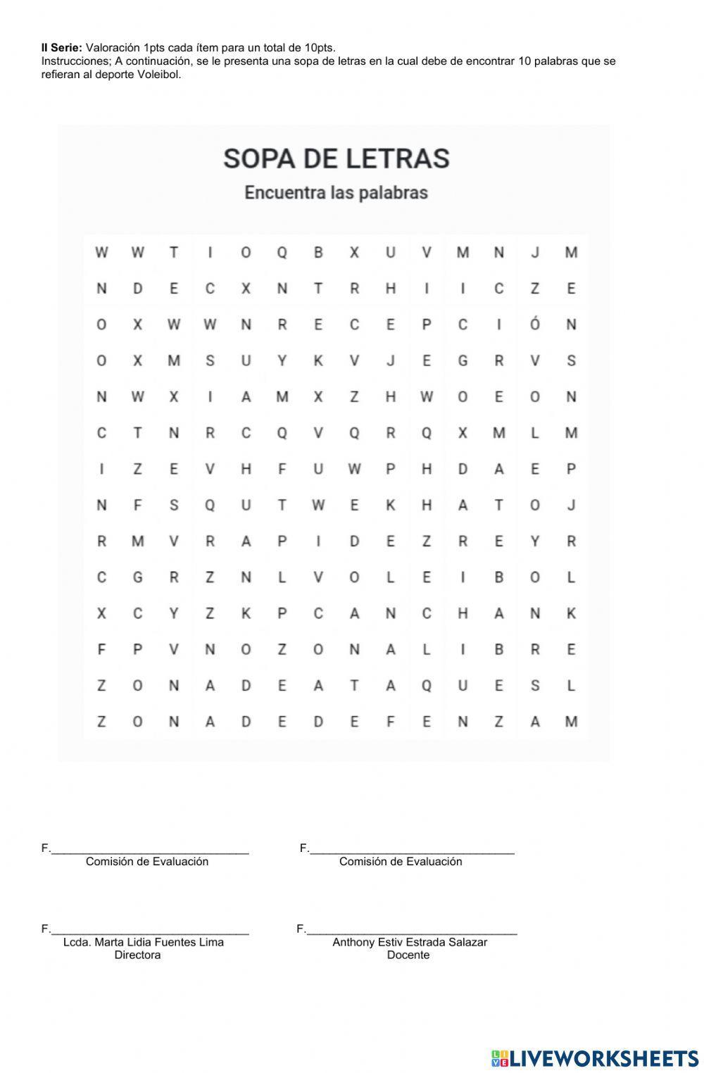 Evaluacion de Voleibol