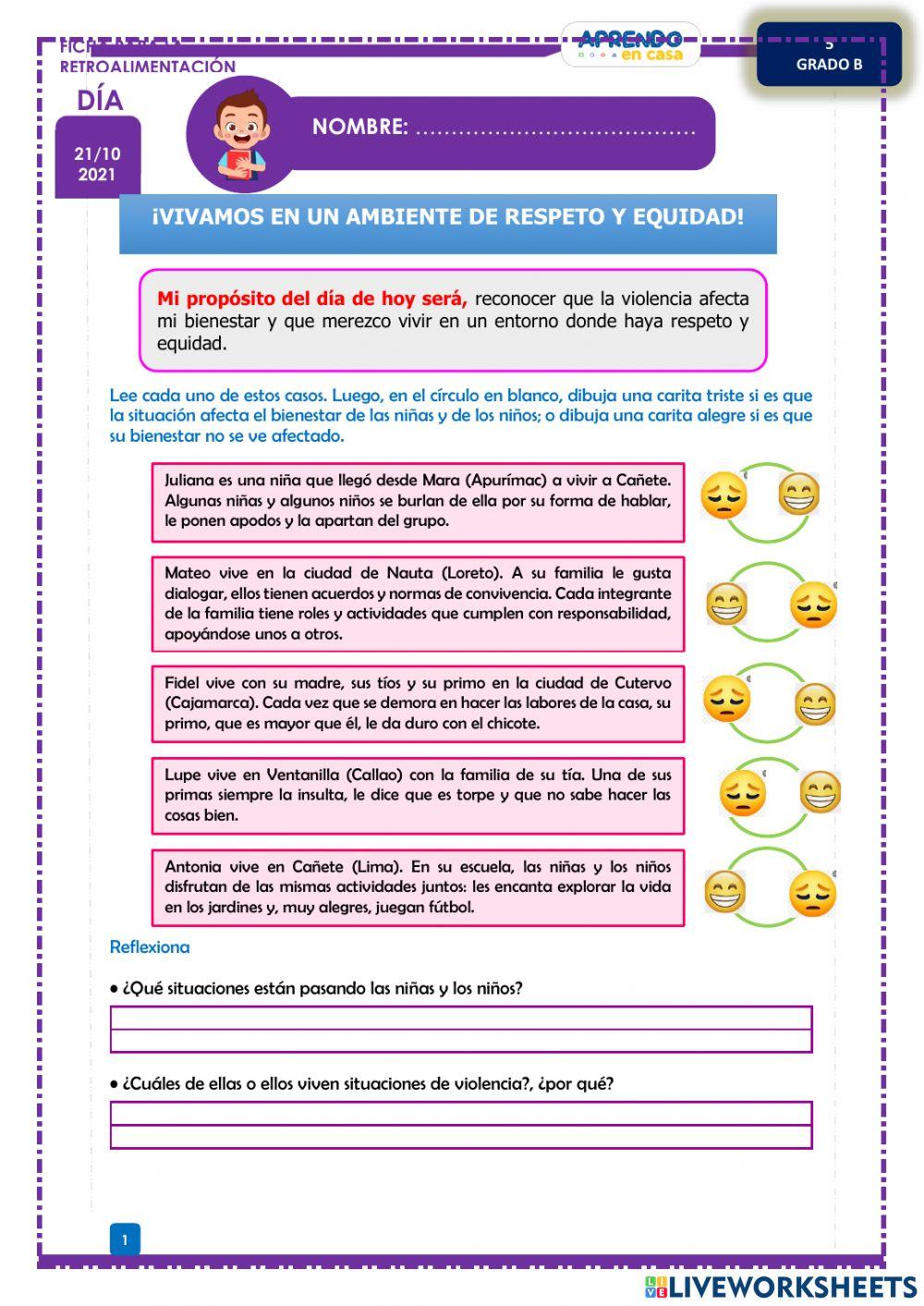 ¡vivamos en un ambiente de respeto y equidad!