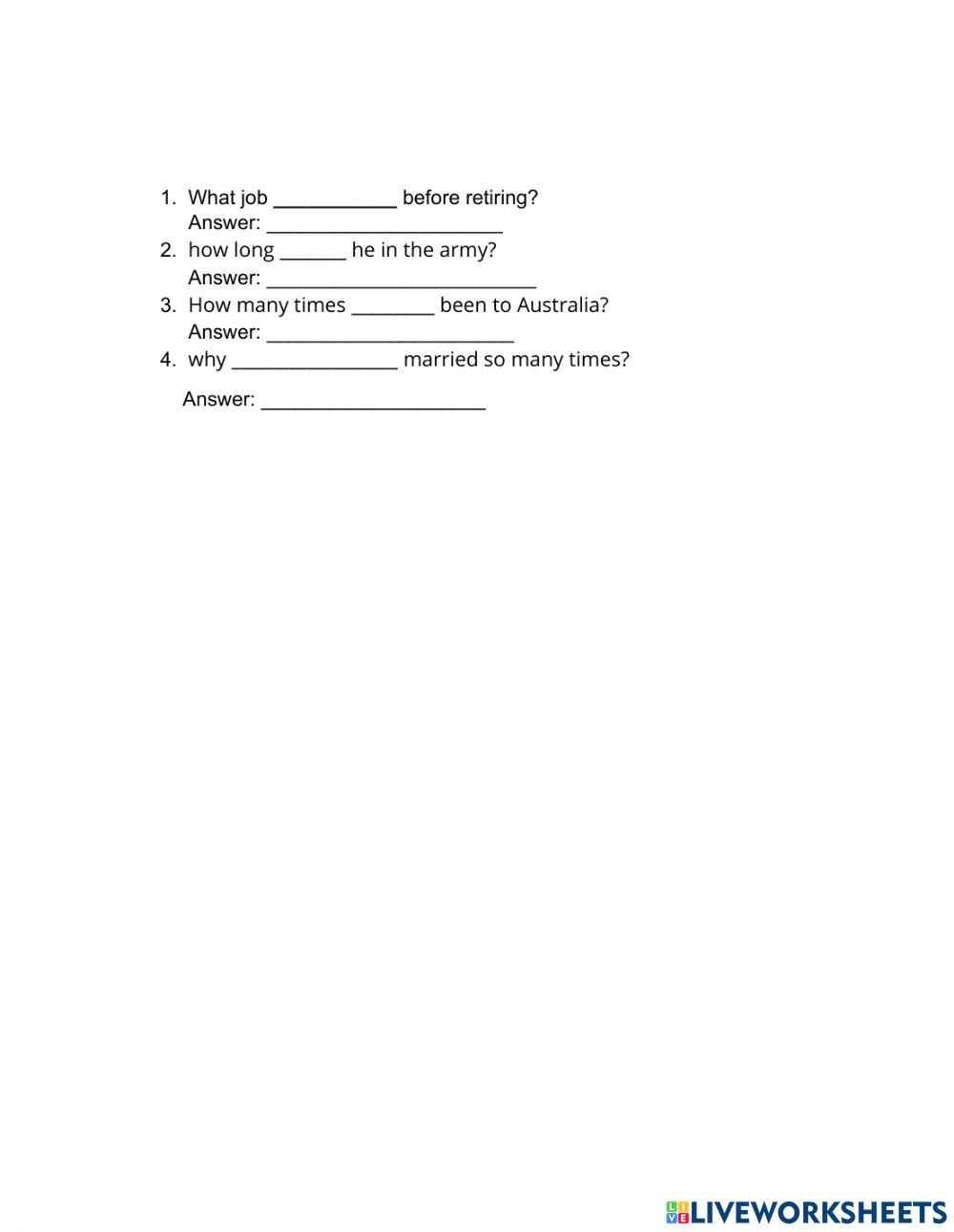 Present perfect and past simple reading