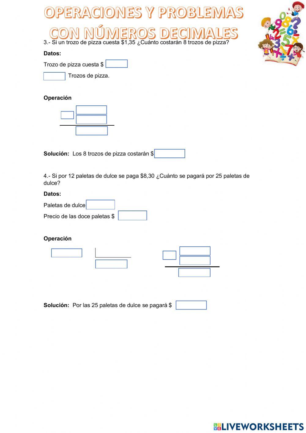 Operaciones con números decimales