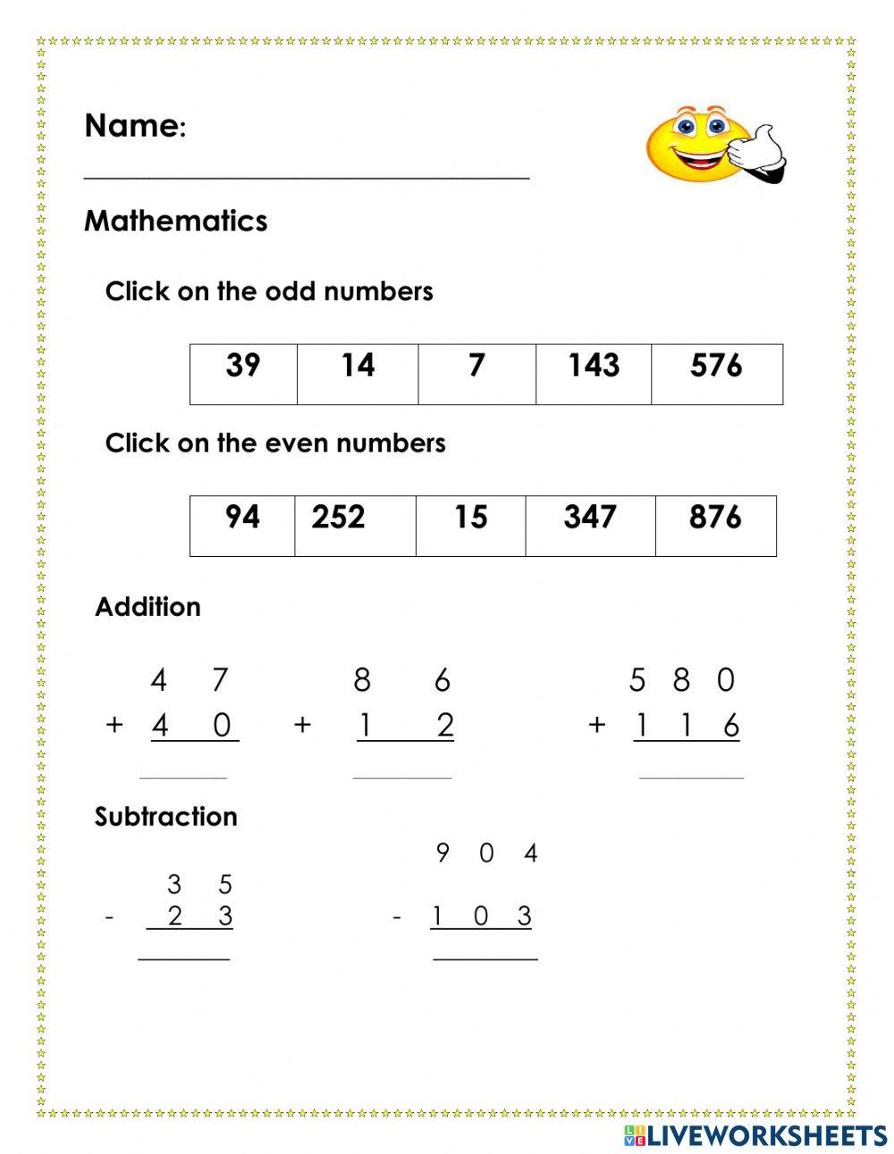 Mixed Addition & Subtraction worksheet | Live Worksheets