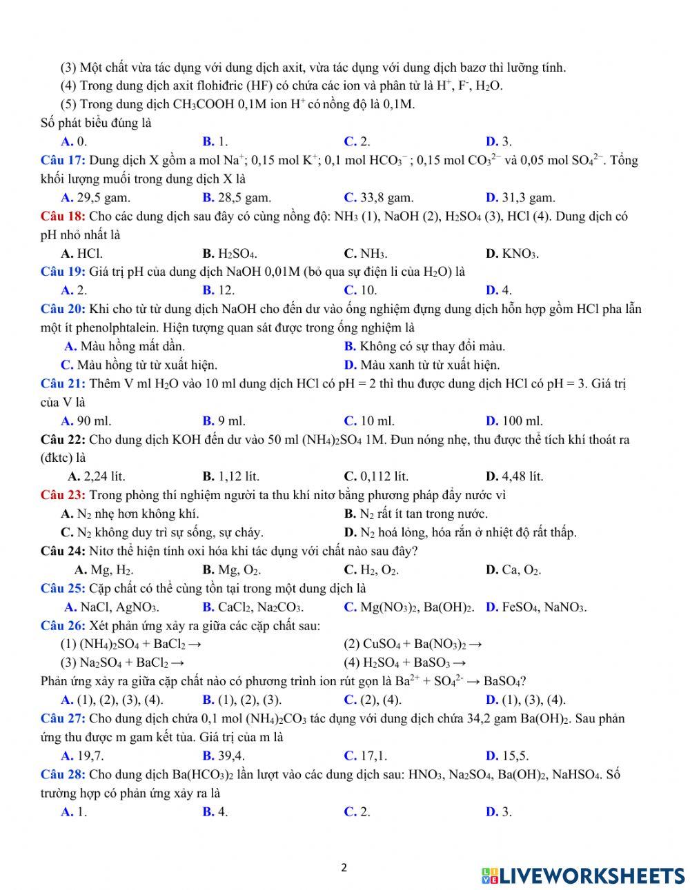 Kt giữa kì  - hóa 11