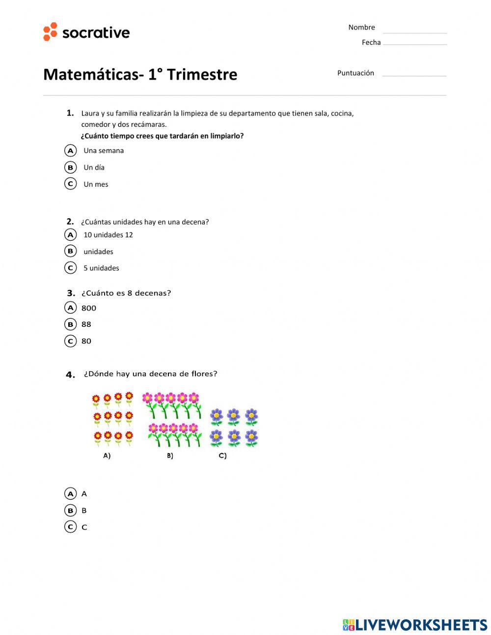 Examen de matemáticas