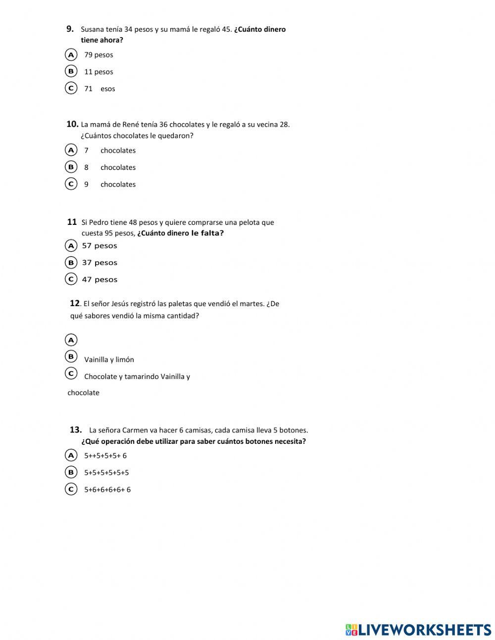 Examen de matemáticas