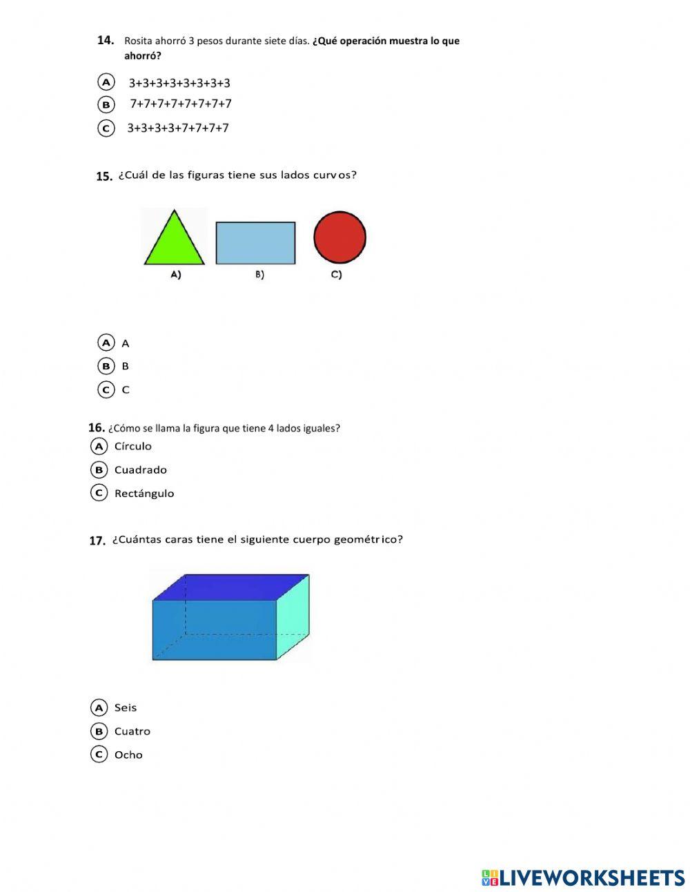 Examen de matemáticas