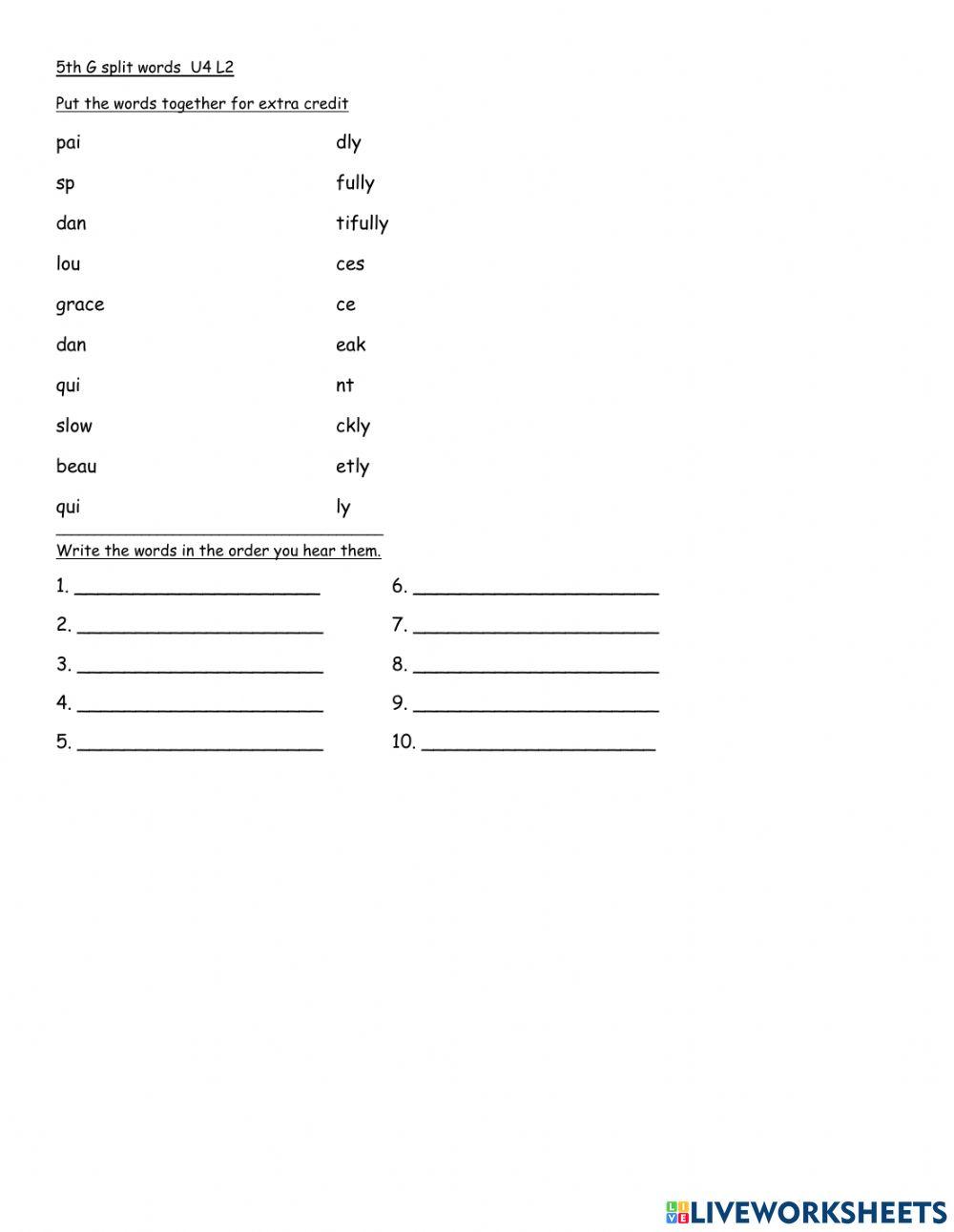 5th Grade U4 L2 quiz spelling