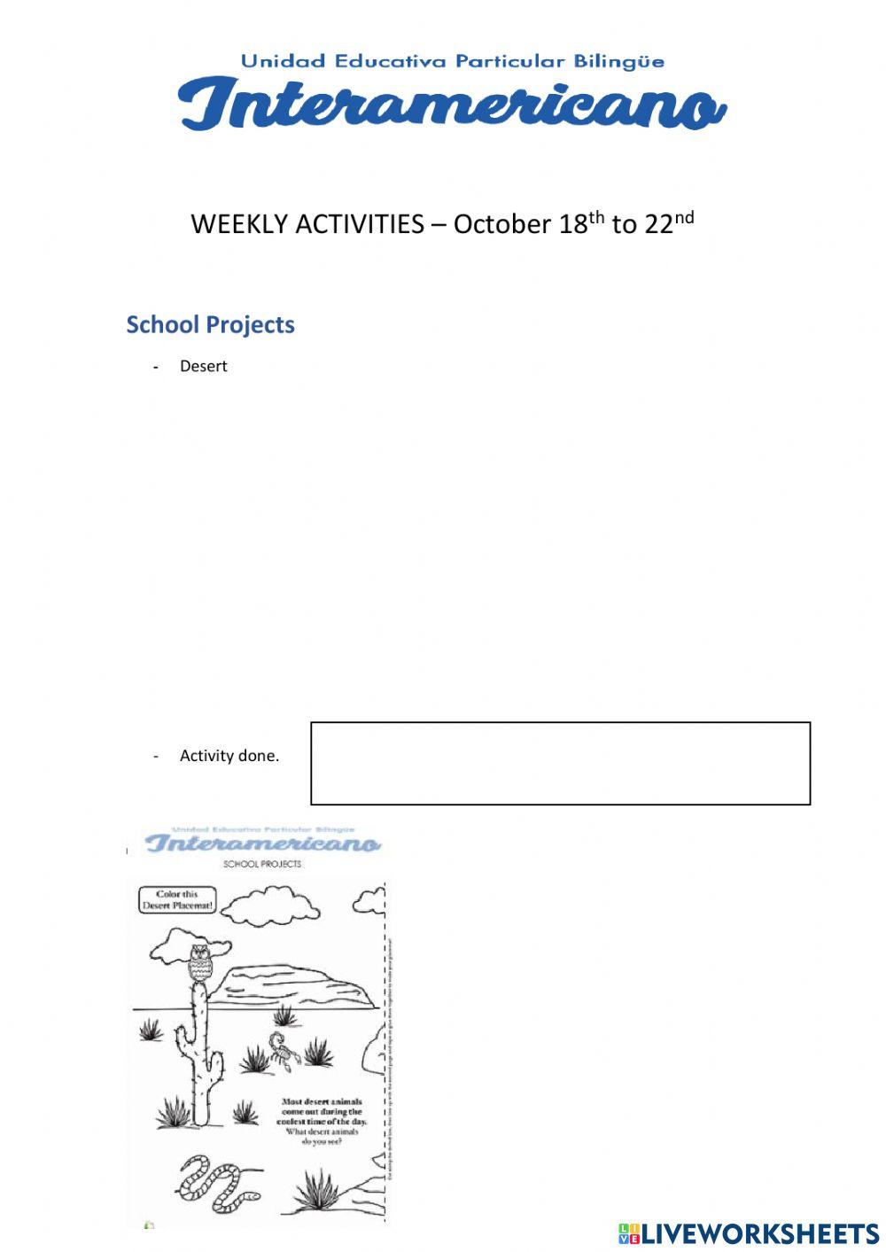 Weekly activities 24