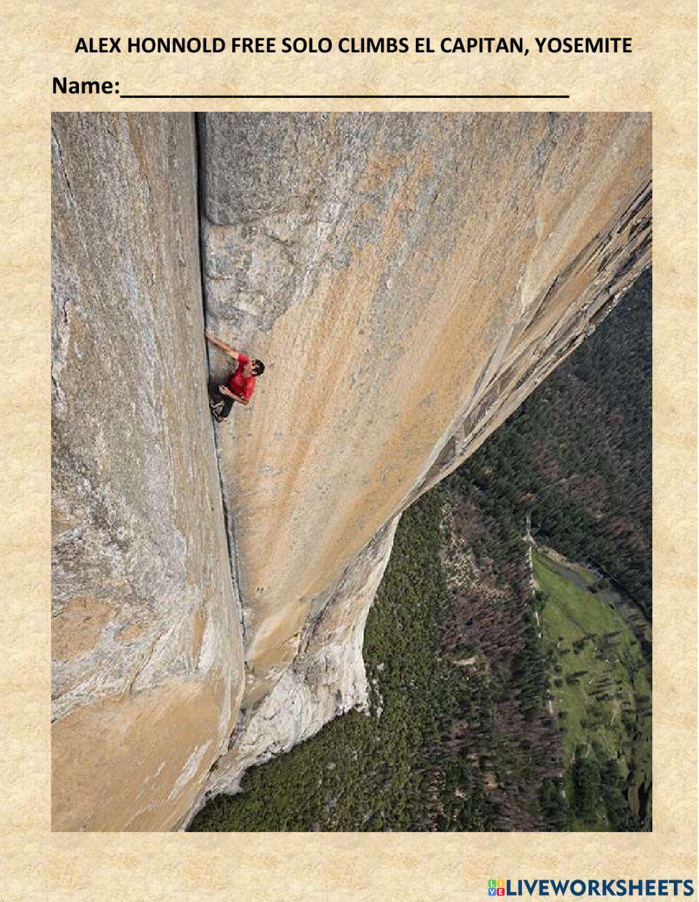 Alex honnold free solo climbs el capitan, yosemite