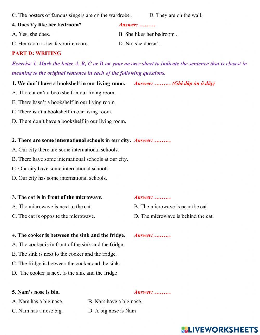 Grade 6 Mid-term test revision cont.