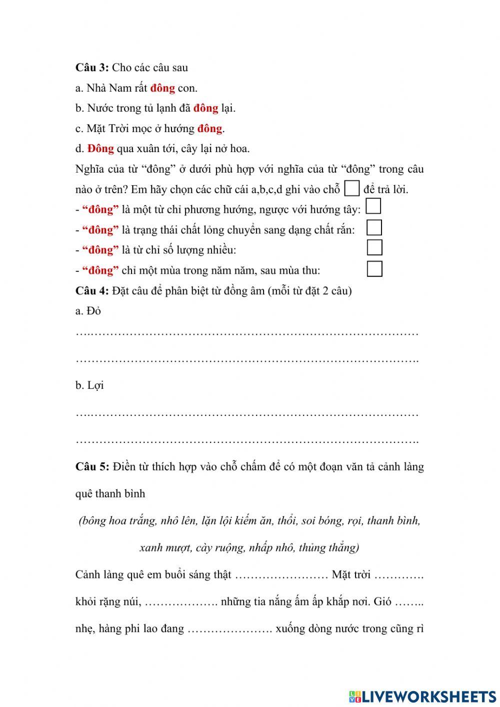 Bài tập TV tuần 5