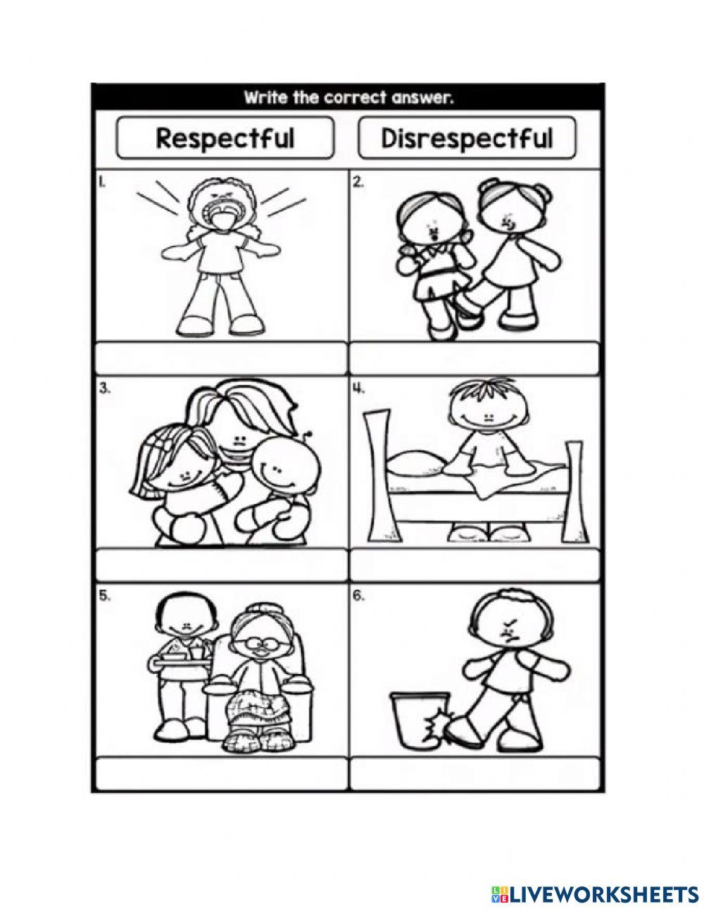 respect year 1 online exercise for Live Worksheets