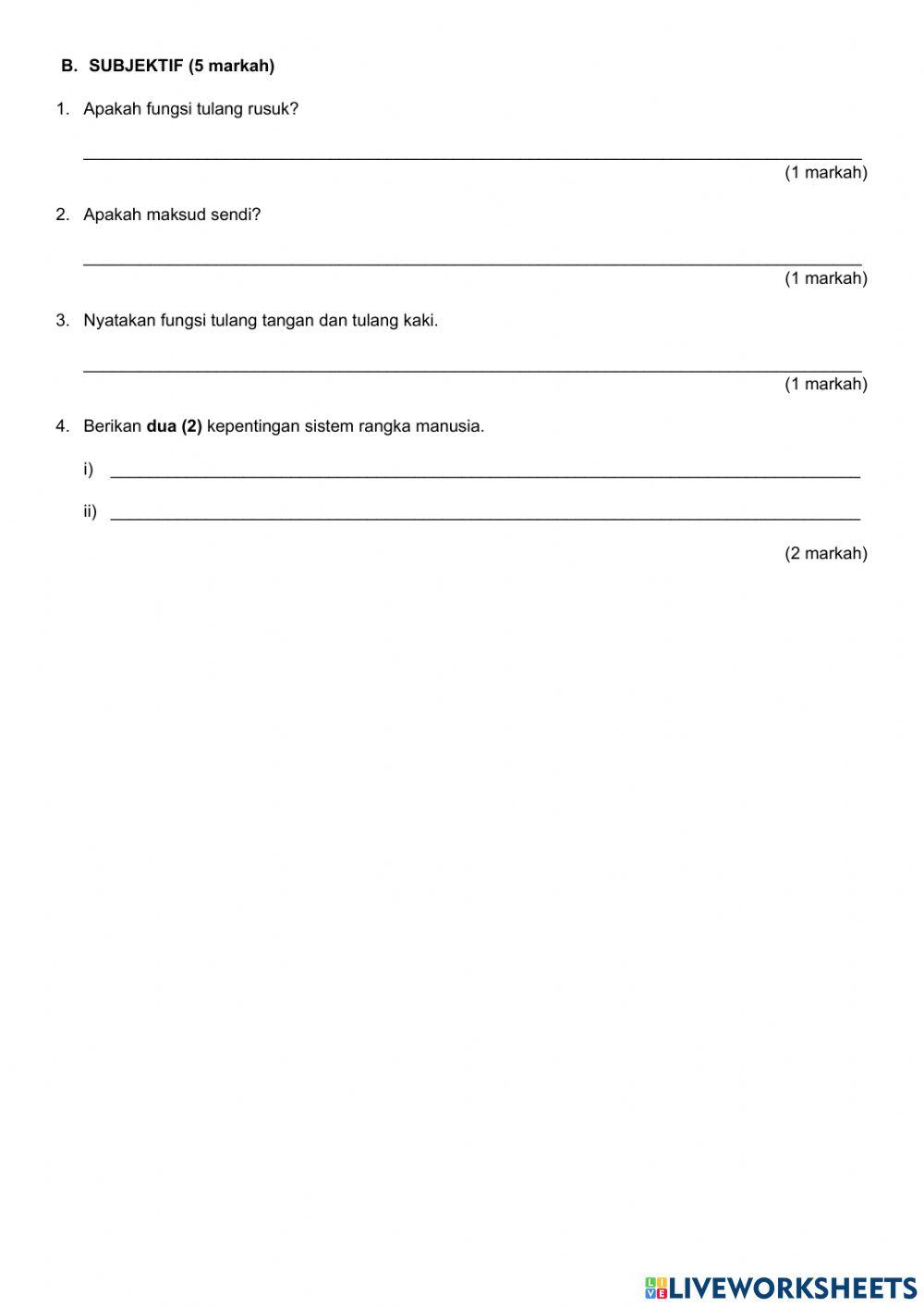 Latihan sistem rangka manusia