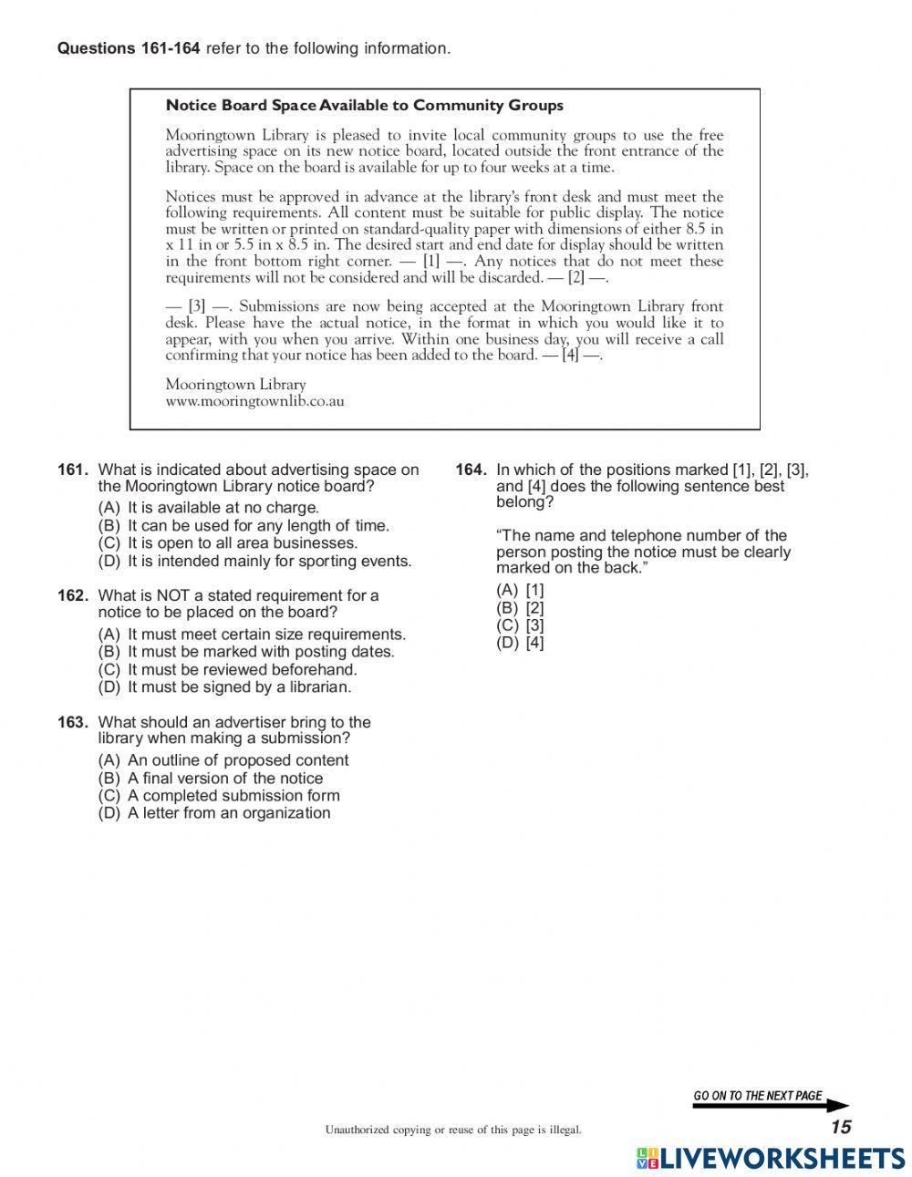TOEIC reading test 1