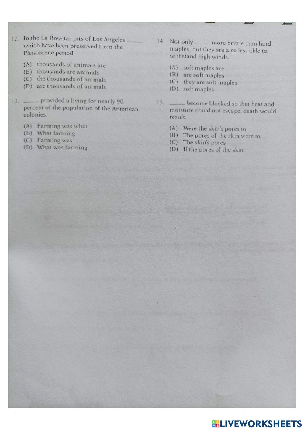 Structure and written Expression Post Test