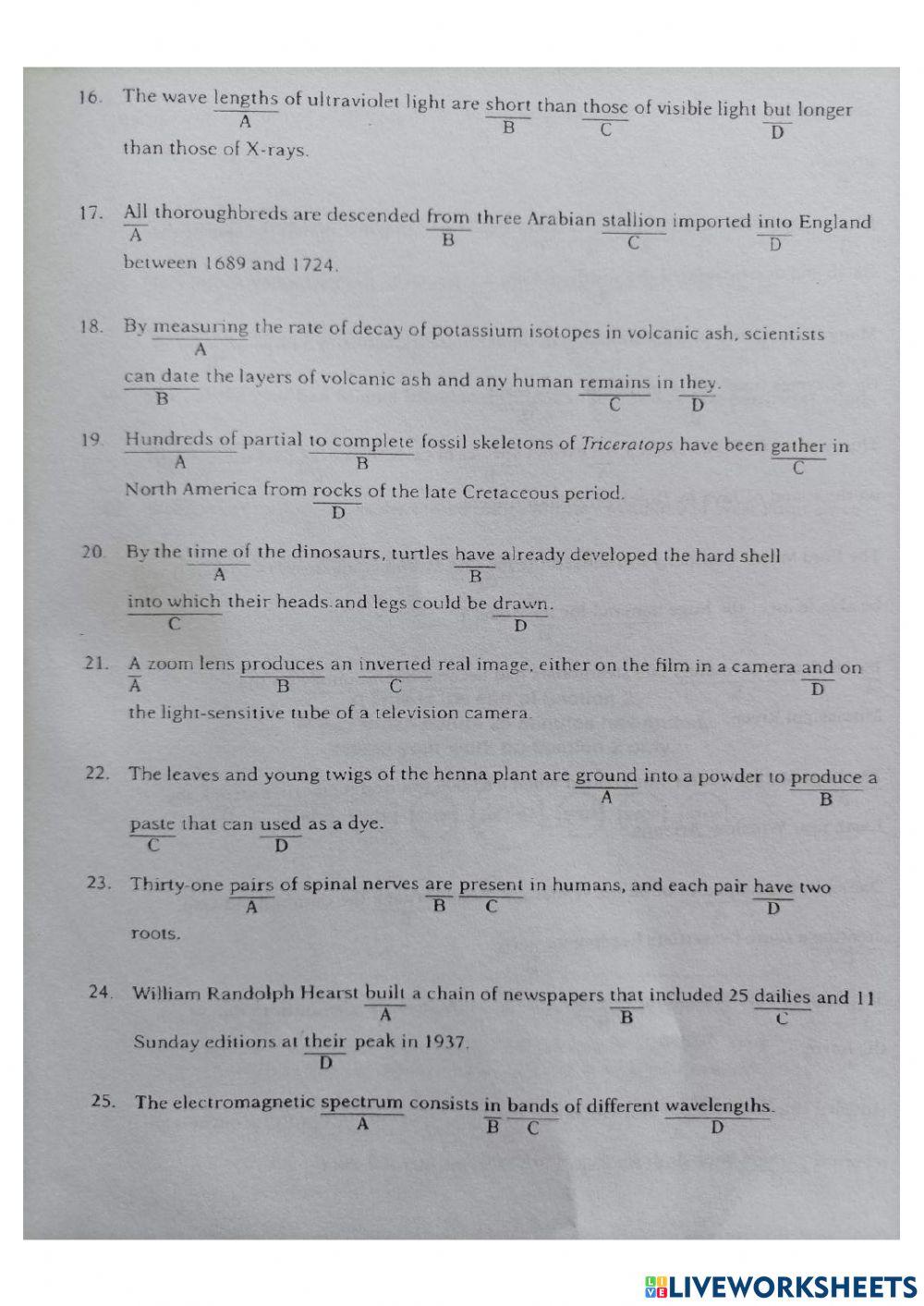 Structure and written Expression Post Test