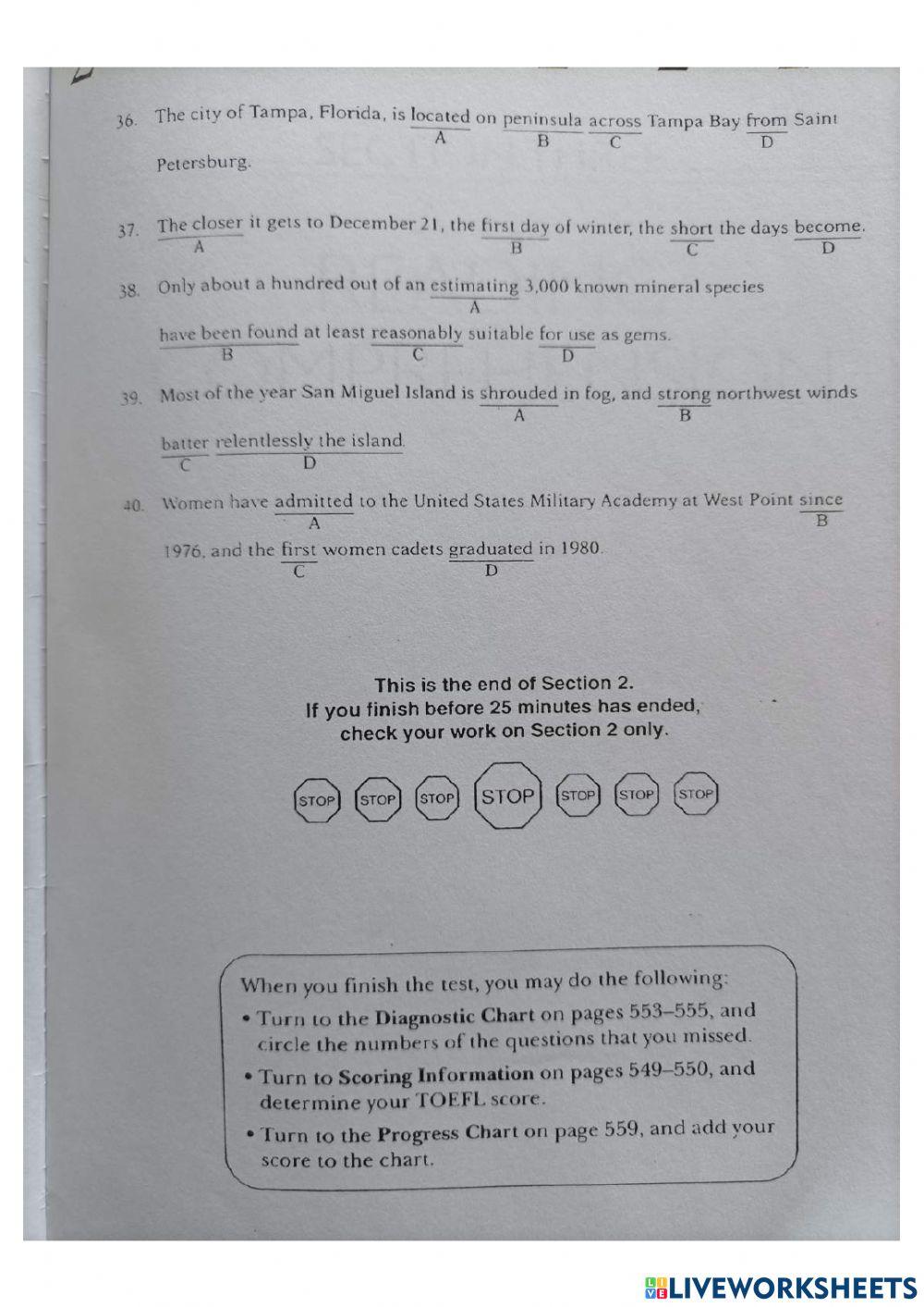 Structure and written Expression Post Test