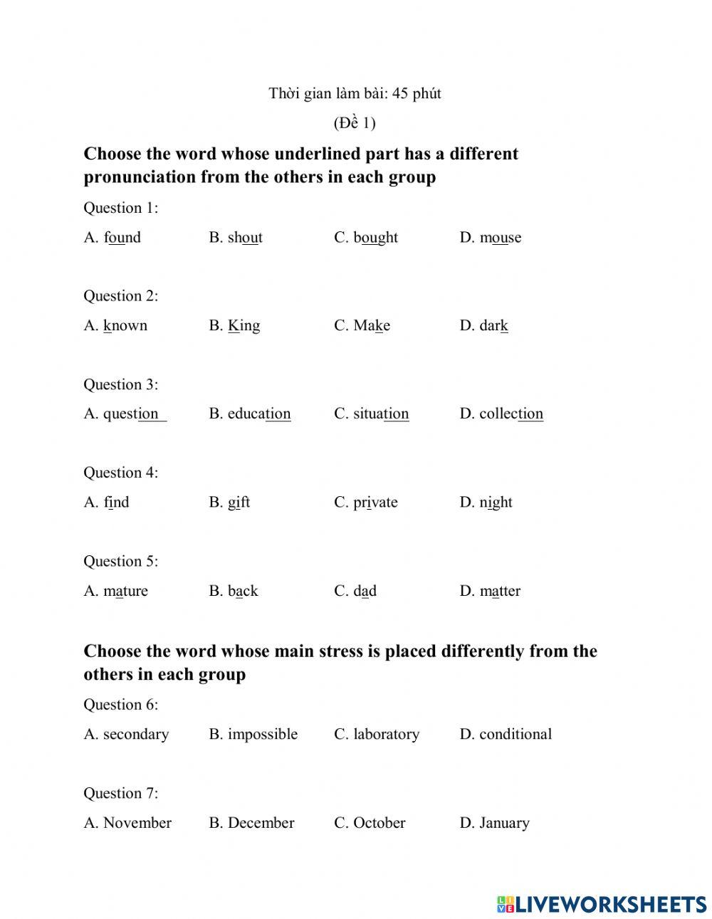 Grade 10 first mid-term test