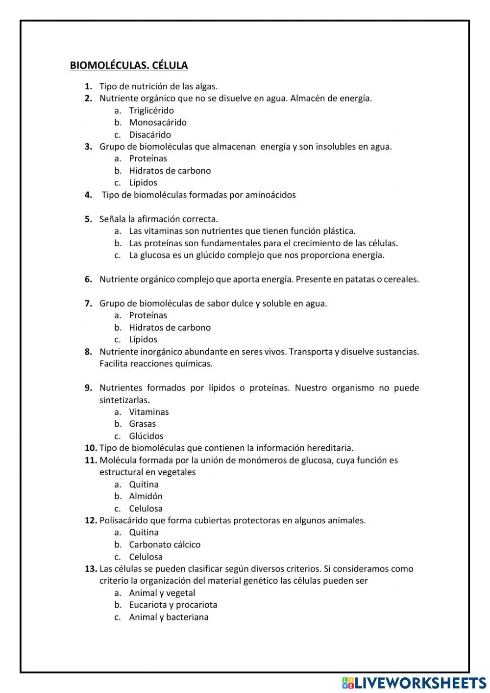 Biomoléculas célula