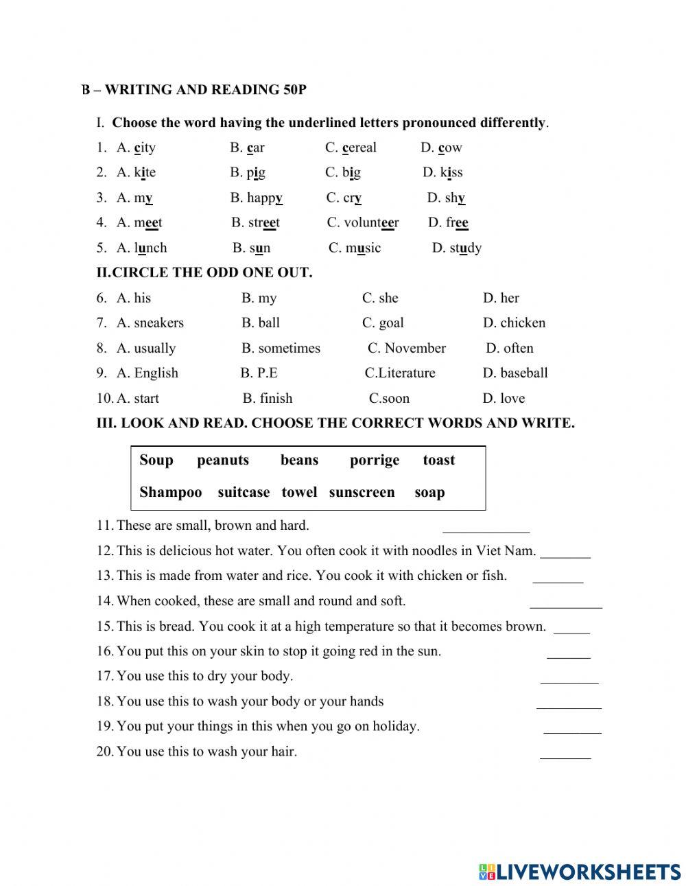 Midterm test-level A-FF5- reading and writing