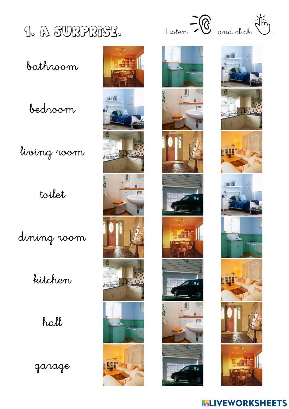 Rooms in the house. Listen and click.