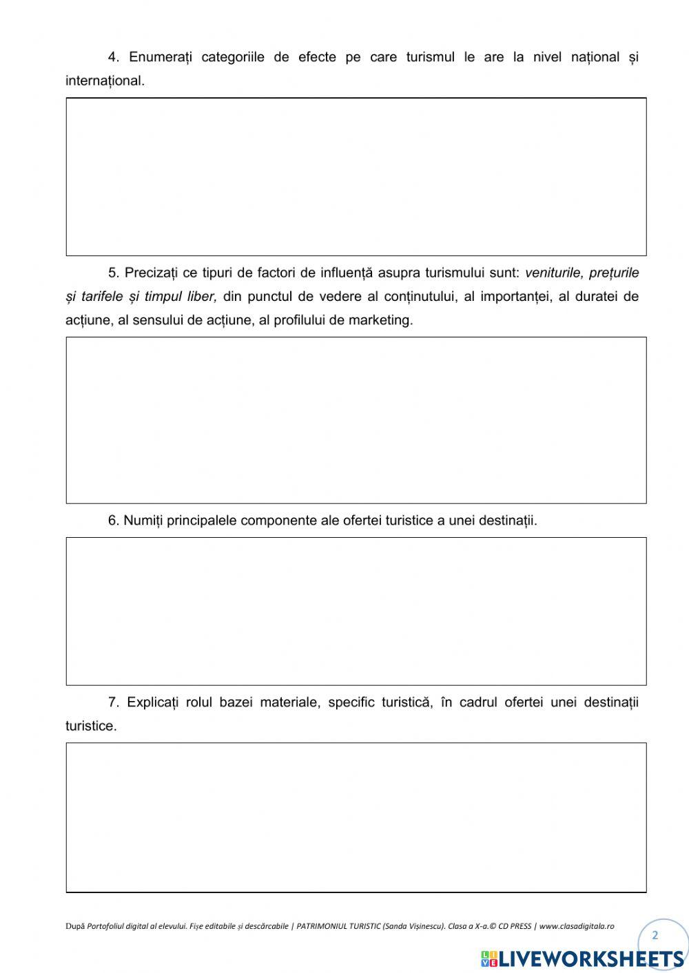 Patrimoniul turistic (noţiuni introductive) - fisa 6