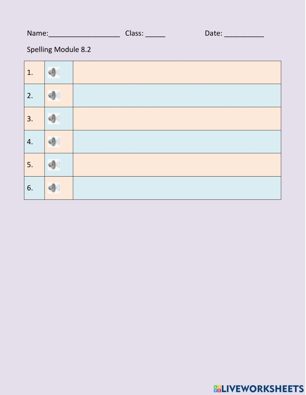 Spelling Module 8.2