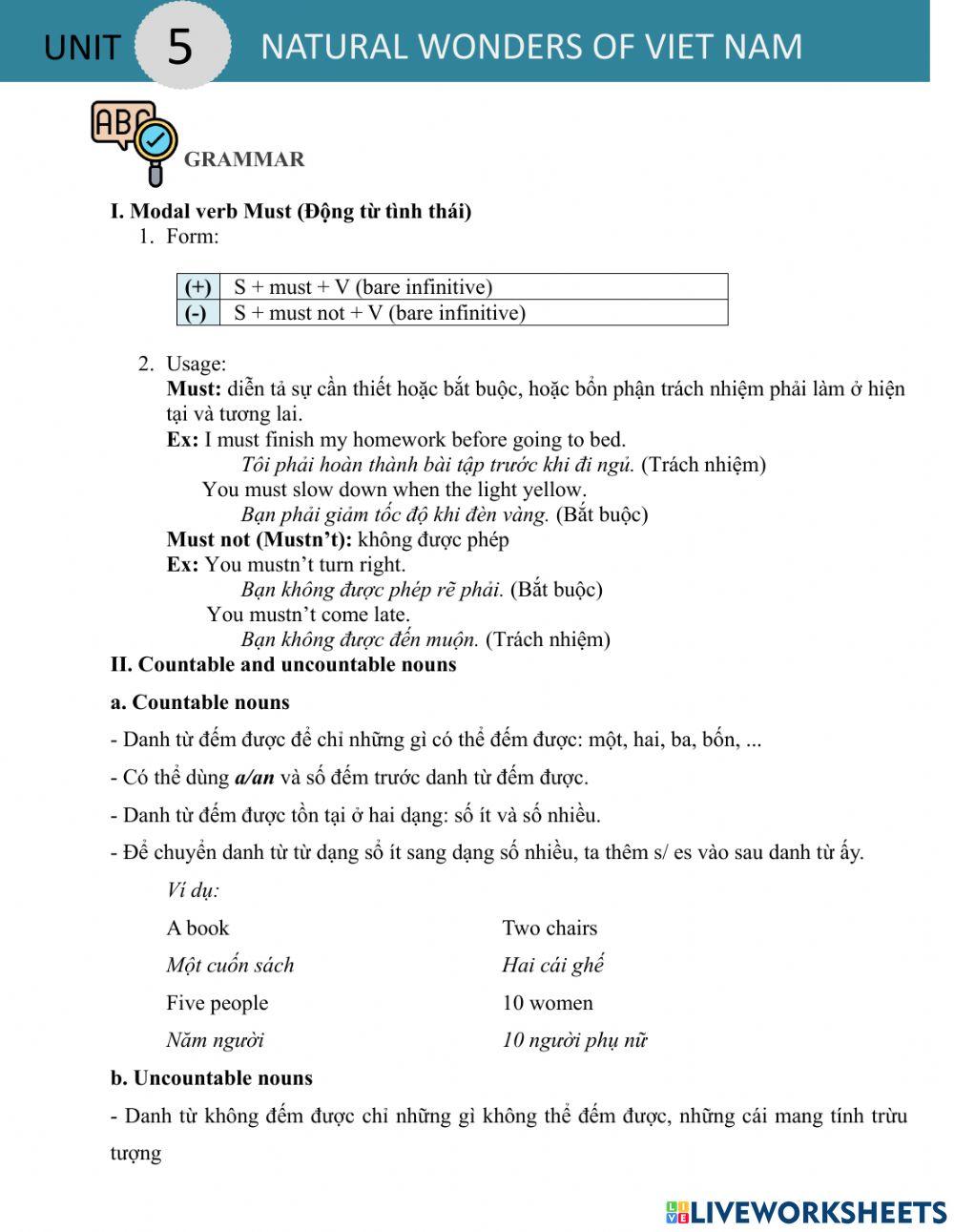 G6 Global Success - U5 - Grammar