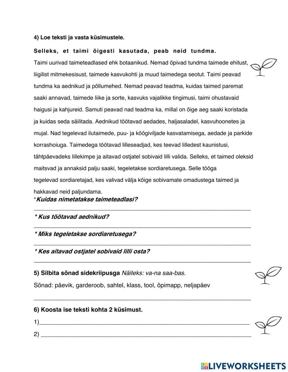 Tean ja oskan - va-he-aeg on tu-le-mas